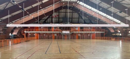 Guter Preis Automatisches elektrisches Steuerungssystem Trennschleier Vorhang Hochfestigkeit Stoff anpassbare Farbe für Indoor-Sportarten online