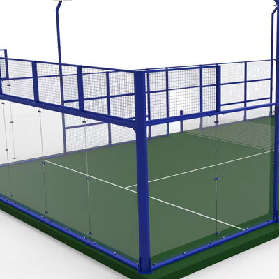 Guter Preis Hot Galvanized Steel Padel Court mit 200W LED-Licht und 12mm Kunstrasen für professionelles Spielen online