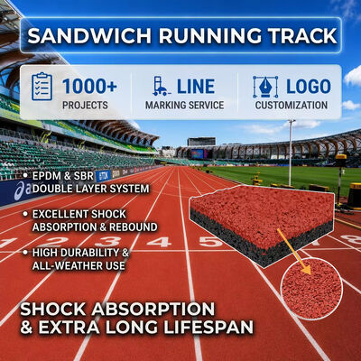 Guter Preis IAAF-zertifizierte wetterbeständige Sandwich PU-Laufbahn mit anpassbaren Farboptionen online