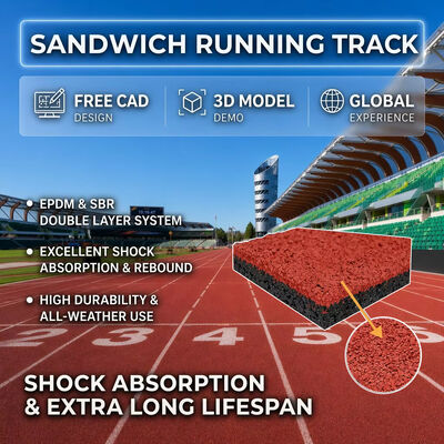 Guter Preis Mehrschichtige Sandwich-PU-Laufbahn, hoch elastisch, stoßfest, athletische Oberfläche, wetterfest online